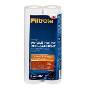 filtrete standard capacity whole house grooved water filter, 5 microns, universal filter, sump style drop-in filter, 2-filters (4wh-stdgr-f02)