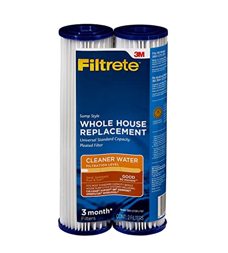 Filtrete Standard Capacity Whole House Pleated Replacement Water Filter 3WH-STDPL-F02, 2 pack, for use with 3WH-STD-S01 System