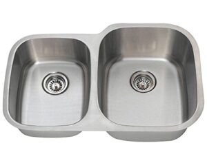 polaris sinks pr305-16 offset double bowl stainless steel sink