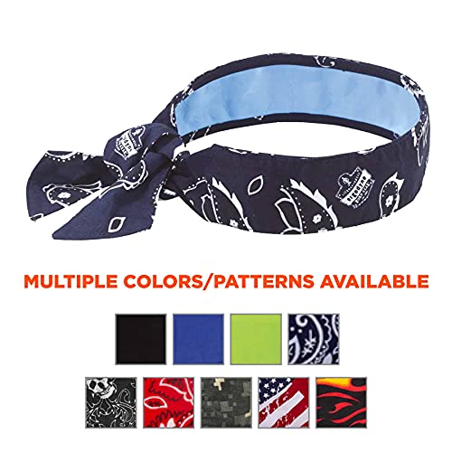 Ergodyne Chill Its 6700CT Cooling Bandana, Lined with Evaporative PVA Material for Fast Cooling Relief, Tie for Adjustable Fit, Navy Western