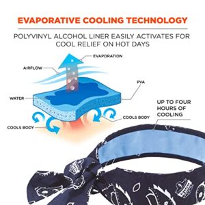 Ergodyne Chill Its 6700CT Cooling Bandana, Lined with Evaporative PVA Material for Fast Cooling Relief, Tie for Adjustable Fit, Navy Western