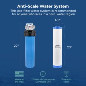 APPLIED MEMBRANES INC. Anti-Scale System for Tankless Water Heater and Whole-House Scale Protection | No-Scale Filter System with 4.5"x20" Filter