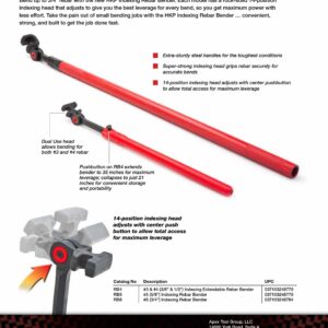 Crescent H.K. Porter 3/8" (3) and 1/2" (4) Extendable Indexing Rebar Bender, RB4, Red/Black