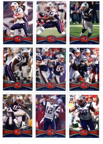 2012 Topps New England Patriots NFL Team Set - 17 cards with Tom Brady, Welker, Gronkowski, Jones Rookie, Dennard Rookie,Bequette Rookie, Hightower Rookie, Wilson Rookie and more!