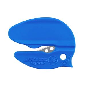 pacific handy cutter bc347 bag cutter, box of 12, easily cuts plastic bags, plastic wrap, paper, and tape, safely-concealed stainless steel blade, safe for food service, blue