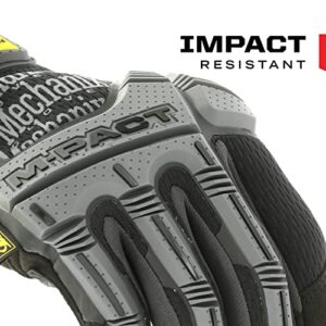 Mechanix Wear: M-Pact Work Gloves with Secure Fit, Work Gloves with Impact Protection and Vibration Absorption, Safety Gloves for Men (Black/Grey, Large)