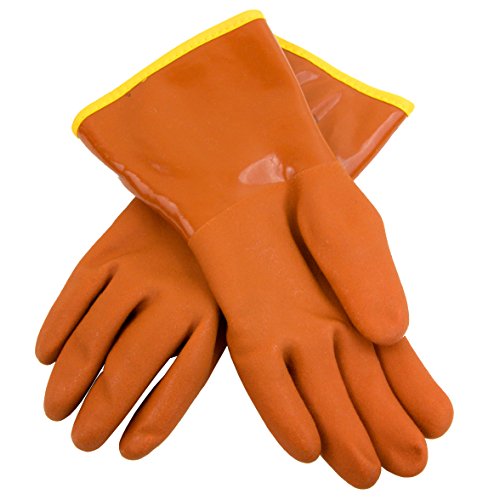 Bellingham SB4601L Snow Blower Insulated Gloves, 100% Waterproof Double-Dipped PVC Coating, Flexible to -4° Fahrenheit, Large,Orange