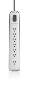 belkin 7-outlet av power strip surge protector with 8-foot power cord, 2000 joules (bsv701-08-wm)