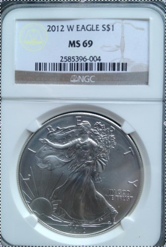 2012 W Burnished Silver Eagle Coin MS 69 NGC