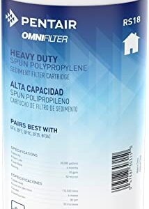 Pentair OMNIFilter RS18 Sediment Water Filter, 10-Inch, Whole House Heavy Duty Spun Polypropylene Replacement Cartridge, 10" x 4.5", 50 Micron, White