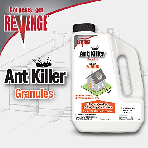 Revenge Ant Killer Granules, 4 lbs. Ready-to-Use Fast Acting Perimeter Treatment for Home Kills Ants, Fleas & Roaches