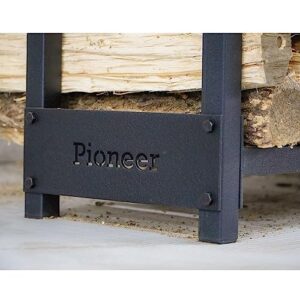 Woodhaven Pioneer 4' Firewood Rack with Cover - Black - Steel Outdoor Log Holder With Cover - Made In The USA - Powder Coat Finish