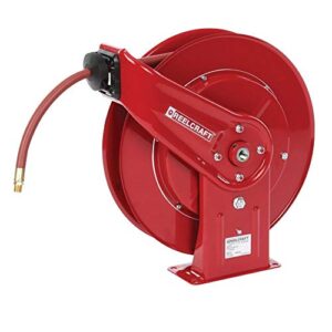 reelcraft 7850 olp121 heavy duty spring retractable hose reel, 1/2" x 50', 300 psi, air/water hose included