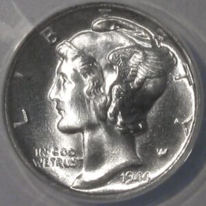 1944 D U. S. Winged Mercury Dime 10 Cent Silver Liberty Old Coin Anacs Certified UNC. MS 67 FSB