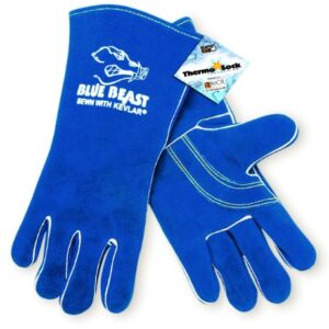 MCR Safety Gloves 4600 Blue Beast Split Cow Leather Welder Gloves with Reinforced Palm and Wing Thumb, X-Large, 1 Pair