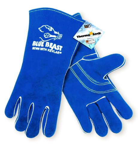 MCR Safety Gloves 4600 Blue Beast Split Cow Leather Welder Gloves with Reinforced Palm and Wing Thumb, X-Large, 1 Pair