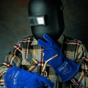 MCR Safety Gloves 4600 Blue Beast Split Cow Leather Welder Gloves with Reinforced Palm and Wing Thumb, X-Large, 1 Pair