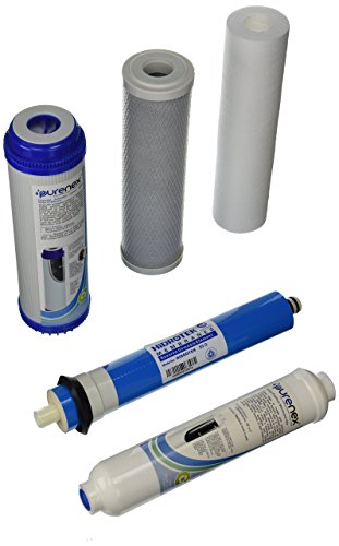 Purenex 1C-1GAC-1S-1I-1M50 Reverse Osmosis RO Filter Replacement Set with 50 GPD Membrane