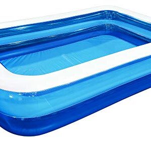 Giant Inflatable Kiddie Pool - Family and Kids Inflatable Rectangular Pool - 10 Feet Long (120" X 72" X 20")