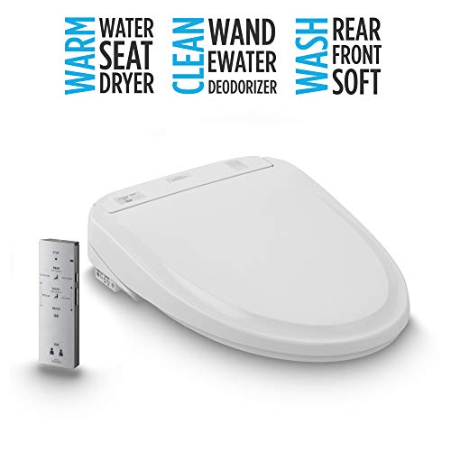 TOTO SW573#01 S300E Electronic Bidet Toilet Cleansing, Instantaneous Water, EWATER Deodorizer, Warm Air Dryer, and Heated Seat, Round, Cotton White