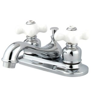 kingston brass gkb601px restoration 4-inch centerset lavatory faucet with retail pop-up, 4-1/2 inch in spout reach, polished chrome