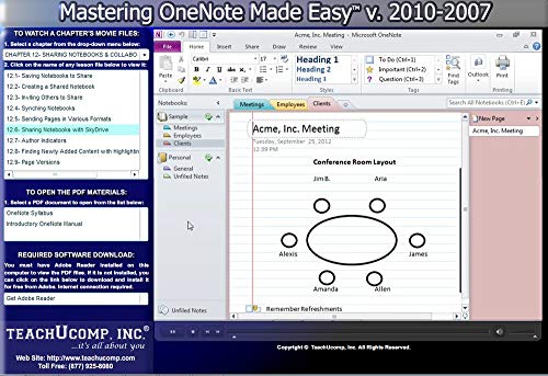 TEACHUCOMP Video Training Tutorial for OneNote (One Note) v. 2010 & 2007 DVD-ROM Course and PDF Manual