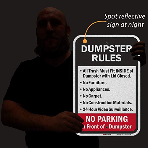 SmartSign - K-7492-EG-12x18 "Dumpster Rules" Sign | 12" x 18" 3M Engineer Grade Reflective Aluminum Black/Red on White