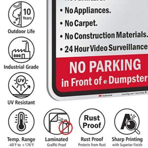 SmartSign - K-7492-EG-12x18 "Dumpster Rules" Sign | 12" x 18" 3M Engineer Grade Reflective Aluminum Black/Red on White