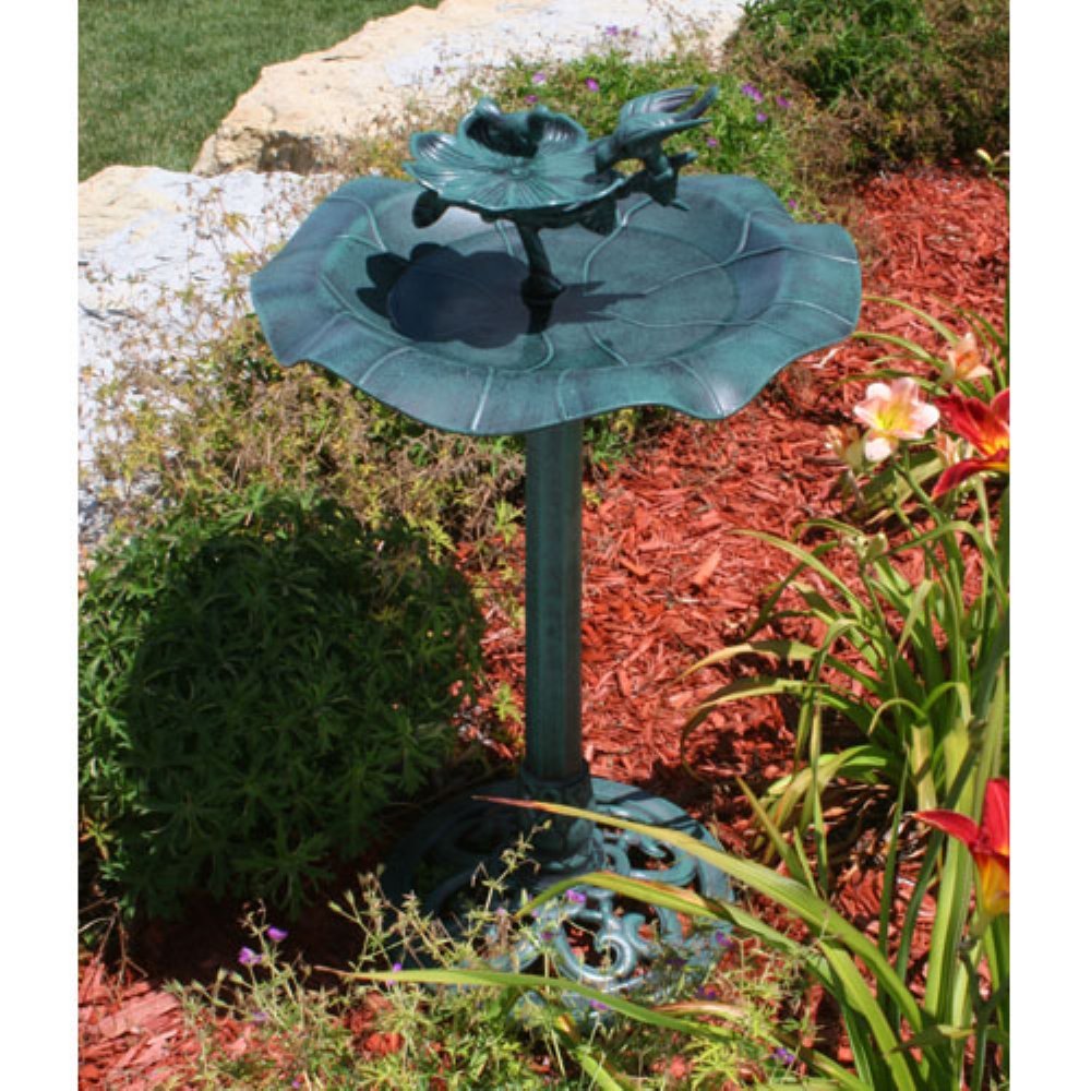 Alpine Corporation TEC108 Birdbath Yard Statue, 20"L x 20"W x 33"H, Green