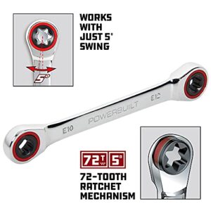 Powerbuilt 641760 Ratcheting Double Box-End E-Star Wrench - E10/E12