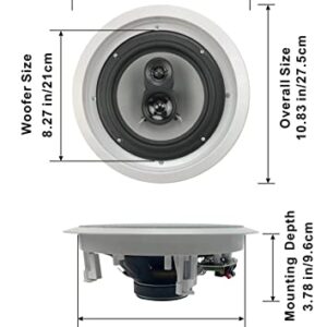 Acoustic Audio CS-IC83 in Ceiling 8" Speaker 2 Pair Pack 3 Way Home Theater 1400 Watt