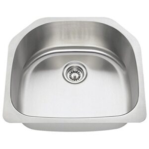 mr direct 2421-16 stainless steel undermount 23-1/2 in. single bowl kitchen sink, 16 gauge