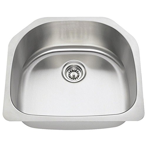 MR Direct 2421-16 Stainless Steel Undermount 23-1/2 in. Single Bowl Kitchen Sink, 16 Gauge