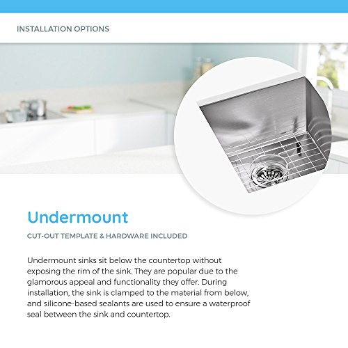 MR Direct 2421-16 Stainless Steel Undermount 23-1/2 in. Single Bowl Kitchen Sink, 16 Gauge