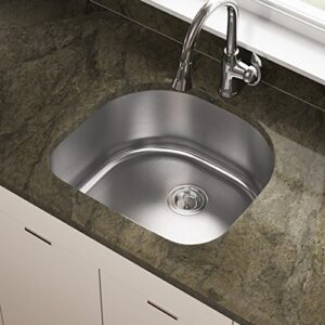 MR Direct 2421-16 Stainless Steel Undermount 23-1/2 in. Single Bowl Kitchen Sink, 16 Gauge