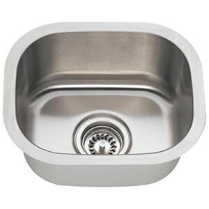 mr direct 1512-18 stainless steel undermount 15 in. single bowl bar sink, 18 gauge