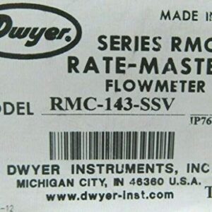 Dwyer® Rate-Master® Flowmeter, RMC-143-SSV, 2% Acc, 4-4 GPM Water, SS Valve, PC Body