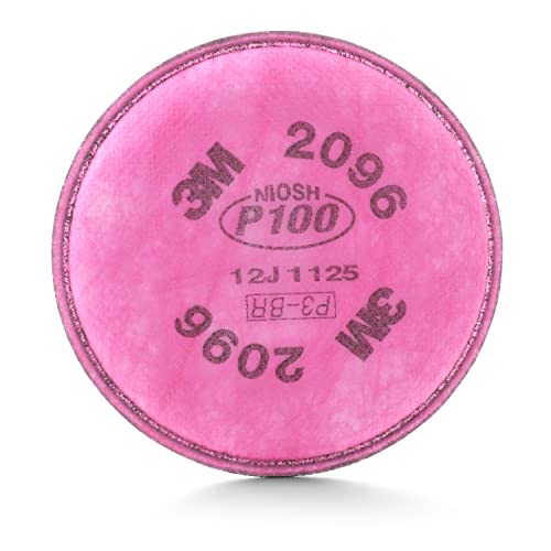 3M P100 Respirator Filter 2096, 1 Pair, Helps Protect Against Oil and Non-Oil Based Particulates, Nuisance Level Acid Gas Relief, Dust, Fumes, and Mists.