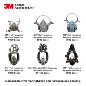 3M Respirator Cartridge Filter, Hydrogen Fluoride, Lead, Asbestos, Cadmium, Arsenic, MDA, Metal Welding, Soldering, Brazing, Torch Cutting, Pouring, P100, 7093C, 6 Pairs (12 Each)