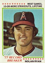 1978 Topps Regular (Baseball) Card# 6 Nolan Ryan RB of the California Angels Ex Condition