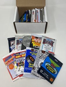 300 unopened hockey cards collection in factory sealed packs of vintage nhl hockey cards from the late 80's & early 90's. look for hall-of-famers such as wayne gretzky, mario lemieux, & jaromir jagr.
