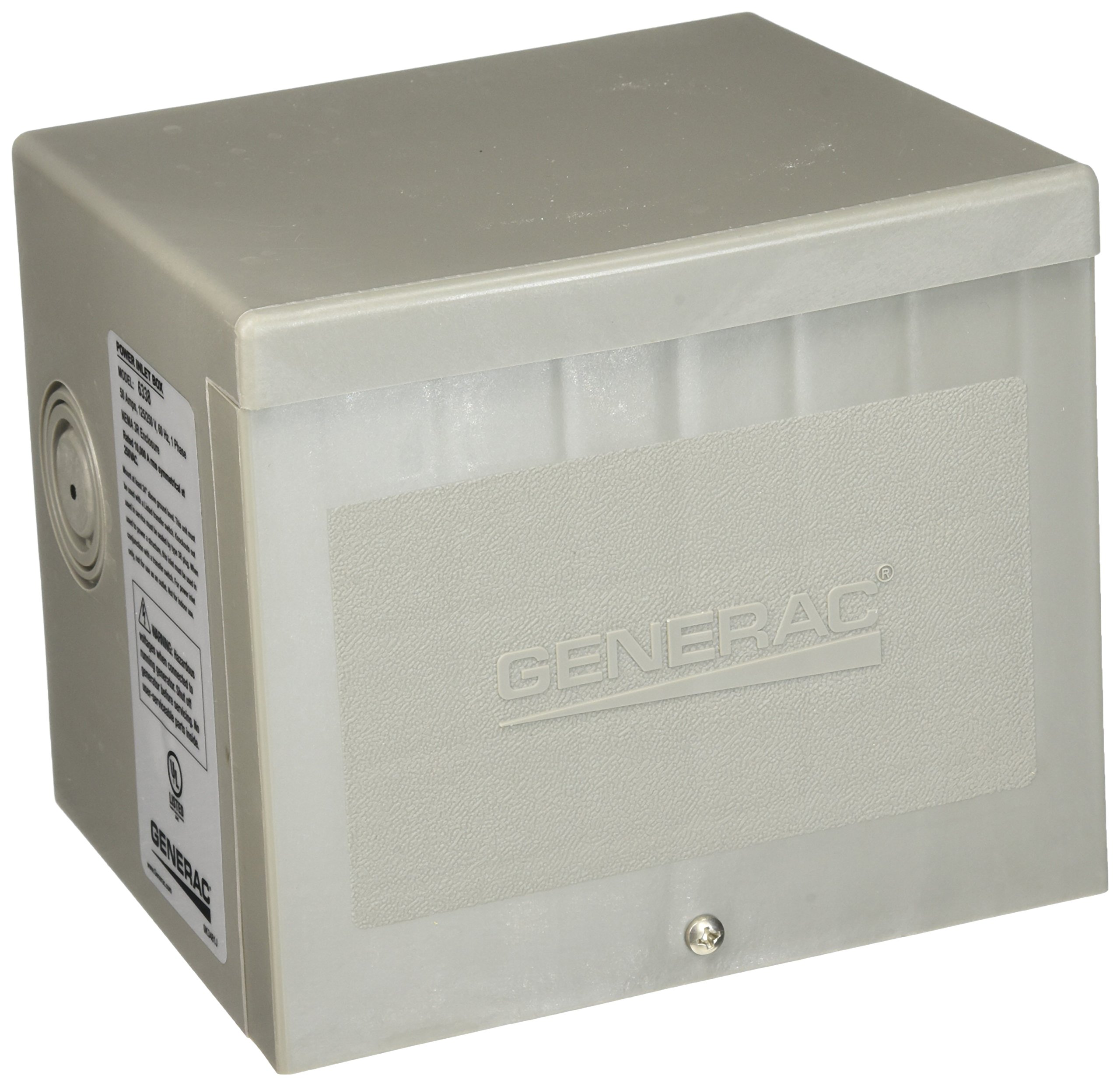 Generac 6338 50-Amp 125/250-Volt Raintight Power Inlet Box - Secure Outdoor Generator Connection