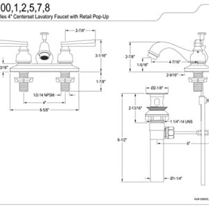 Kingston Brass KB8602 Royale 4" Centerset Bathroom Faucet, 4-1/2 inch Spout Reach, Polished Brass