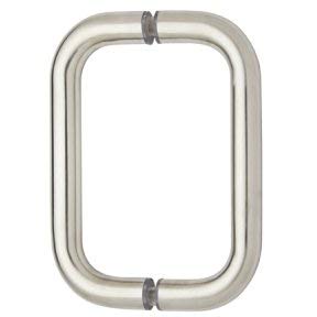 rockwell security tubular back to back door pull 6 inch brushed nickel finish for commercial and residential heavy glass frameless shower doors 1/4 inch to 1/2 inch thick