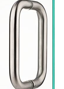 Rockwell Security Tubular Back to Back Door Pull 6 Inch Brushed Nickel Finish for Commercial and Residential Heavy Glass Frameless Shower Doors 1/4 Inch to 1/2 Inch Thick