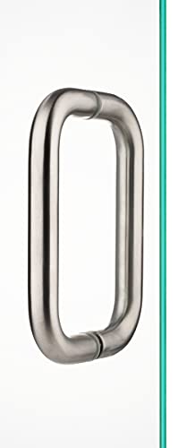 Rockwell Security Tubular Back to Back Door Pull 6 Inch Brushed Nickel Finish for Commercial and Residential Heavy Glass Frameless Shower Doors 1/4 Inch to 1/2 Inch Thick