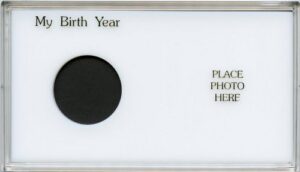 capital plastic 4" x 7" single coin meteor holder my birth year - silver eagle dollar - white