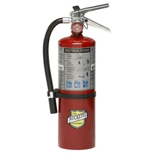 buckeye 10914 abc multipurpose dry chemical hand held fire extinguisher with aluminum valve and wall hook, 5 lbs agent capacity, 3-3/8" diameter x 7-1/4" width x 16-3/8" height