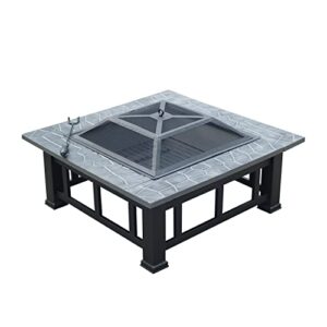 outsunny square 32" outdoor backyard patio metal firepit