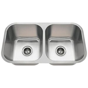 mr direct 3218a stainless steel 3218a-18 undermount 32-1/4 in. double bowl kitchen sink, 18 gauge